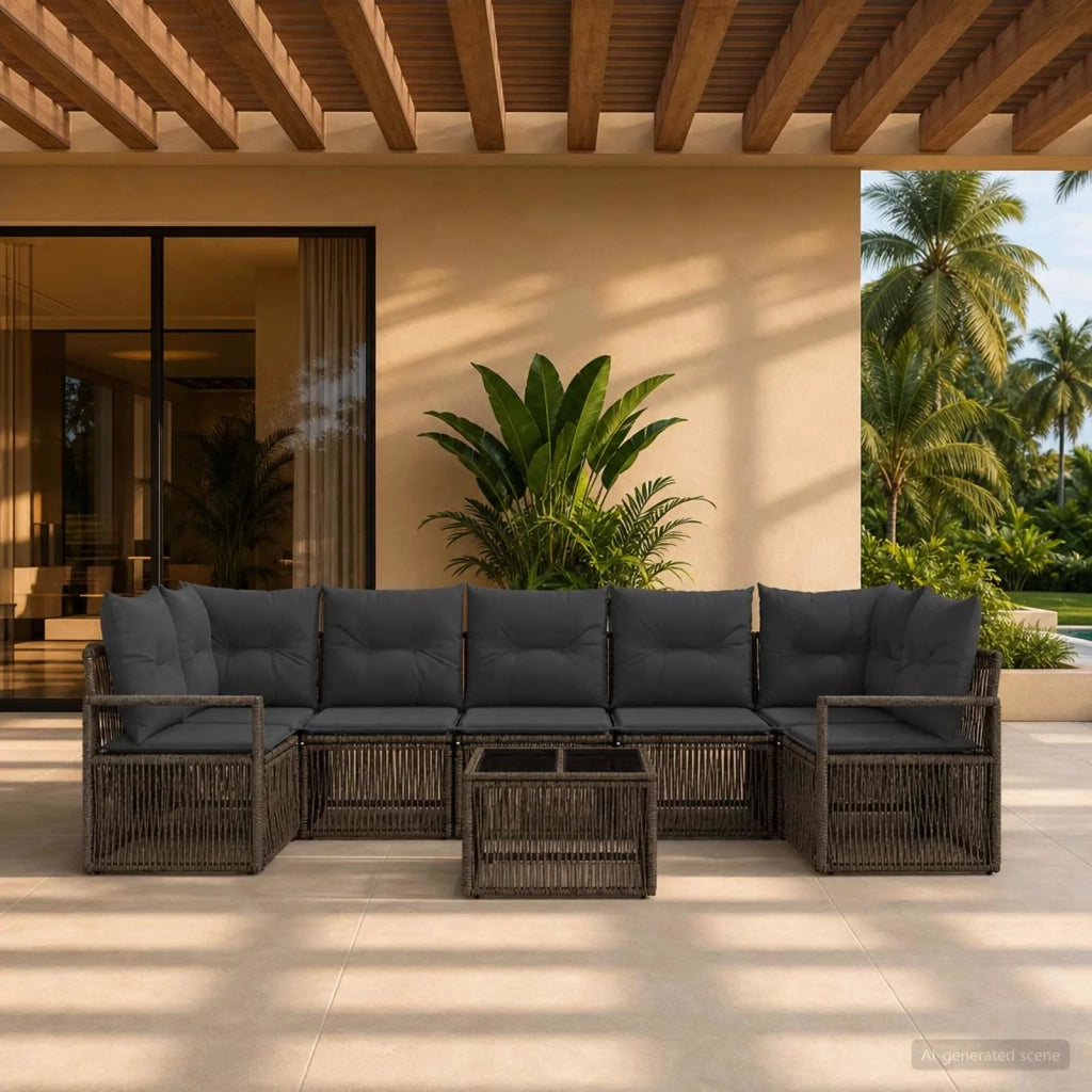 Set Divano da Giardino 8 pz Grigio polyrattan 3435653
