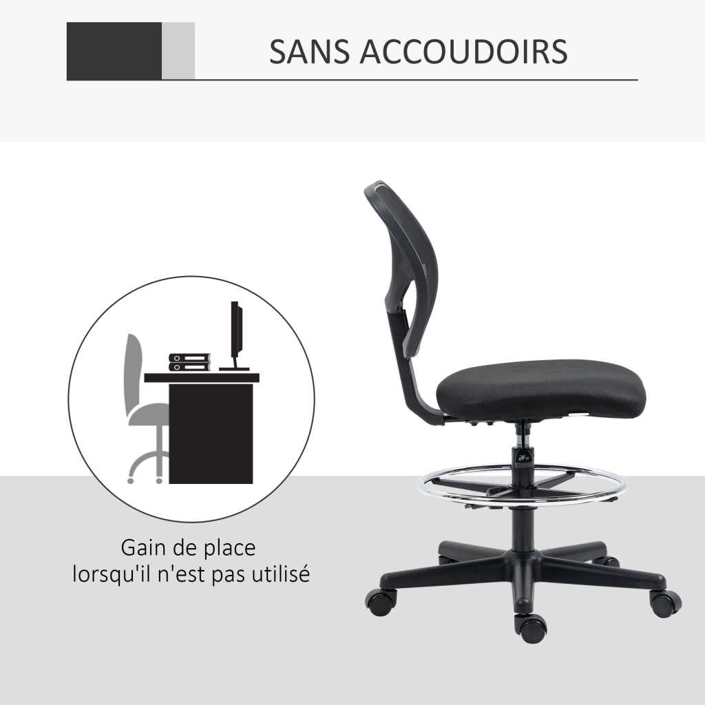 Sedia da ufficio regolabile in altezza con rete e poggiapiedi girevole ¨C Zephmum ¨C Nero 50-70 cm