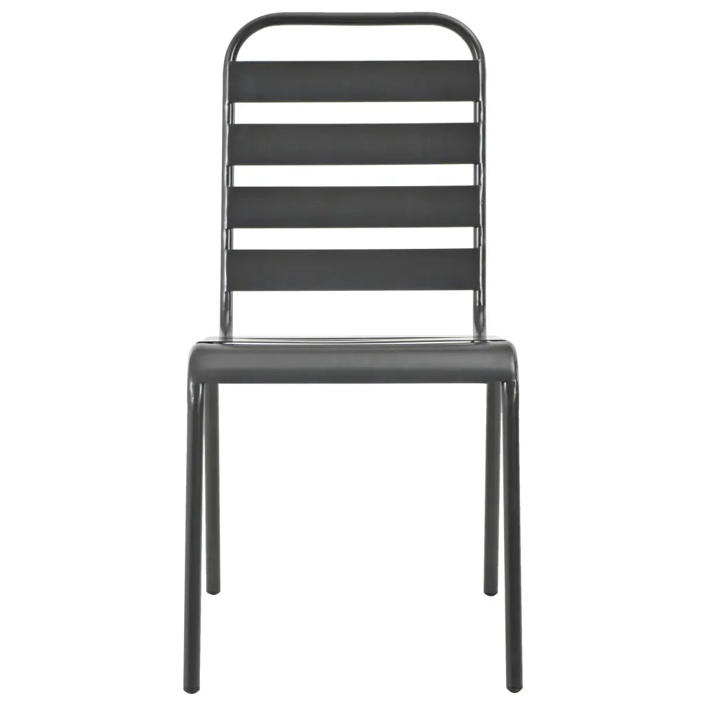 Sedie da giardino 4 pz | Sedie da Esterno Design a Doghe in Acciaio Grigio Scuro