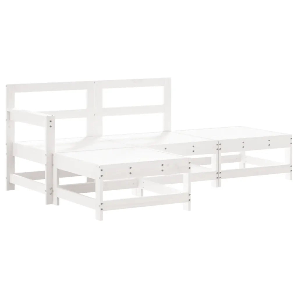Set Salotto da Giardino 4 pz | Set di Mobili da Esterno Bianco in Legno Massello di Pino