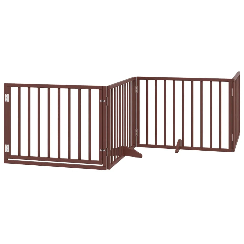 Cancelletto di sicurezza per animali domestici porta pieghevole 12 pannelli legno di pioppo marrone 02_0023155