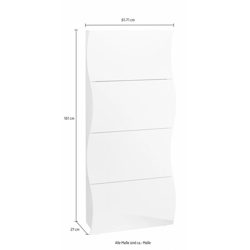 Scarpiera Onda 4 Ante a Ribalta 71x161,4x26,6 cm – Bianco Lucido