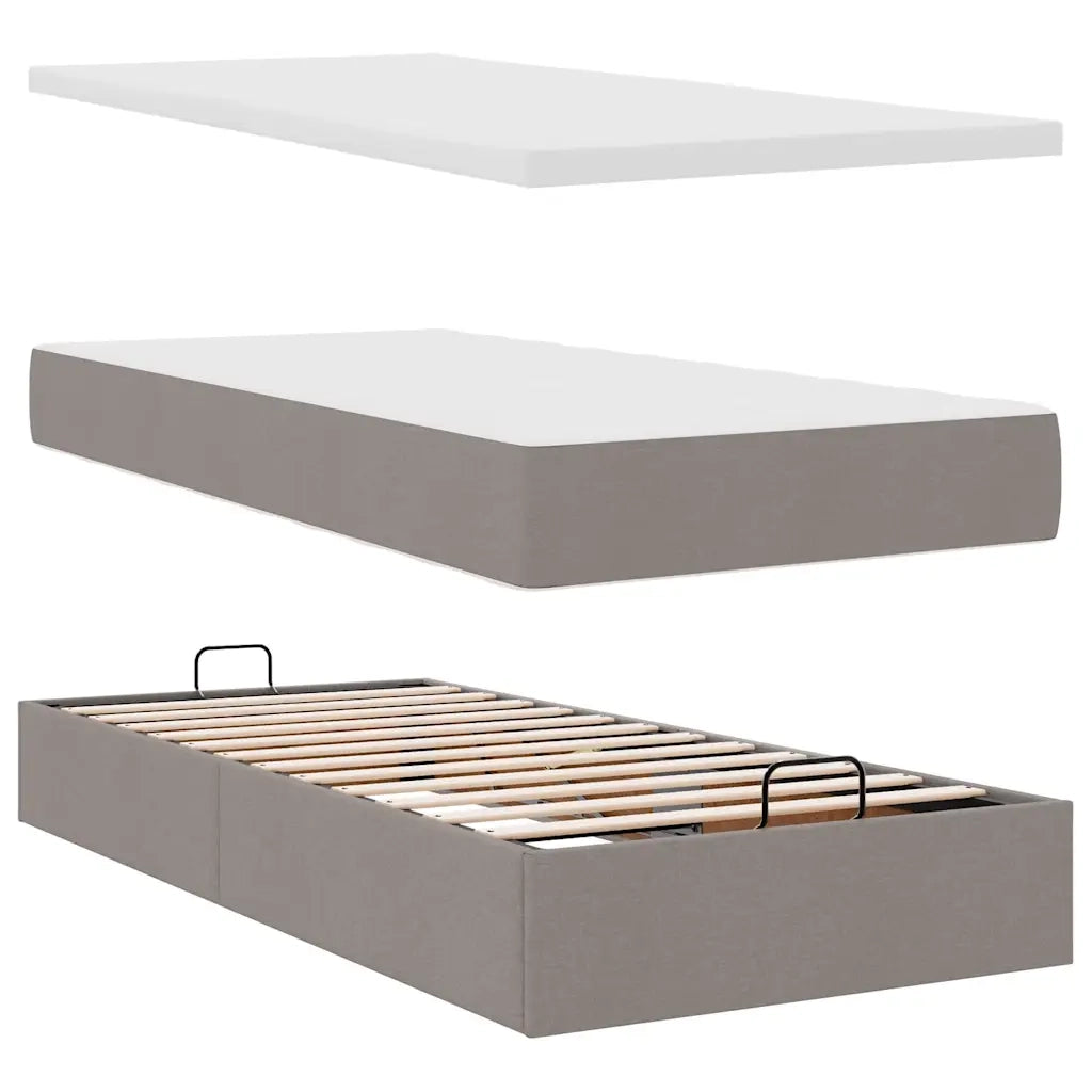 Struttura Letto Pouf con Materassi Tortora 180x200cm in Tessuto 3312868