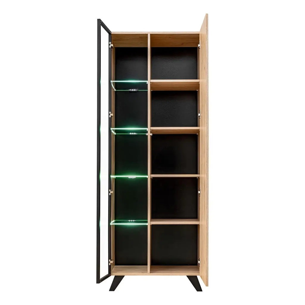 Set di 4 mobili da soggiorno NIELSEN – Camino decorativo in quercia e nero