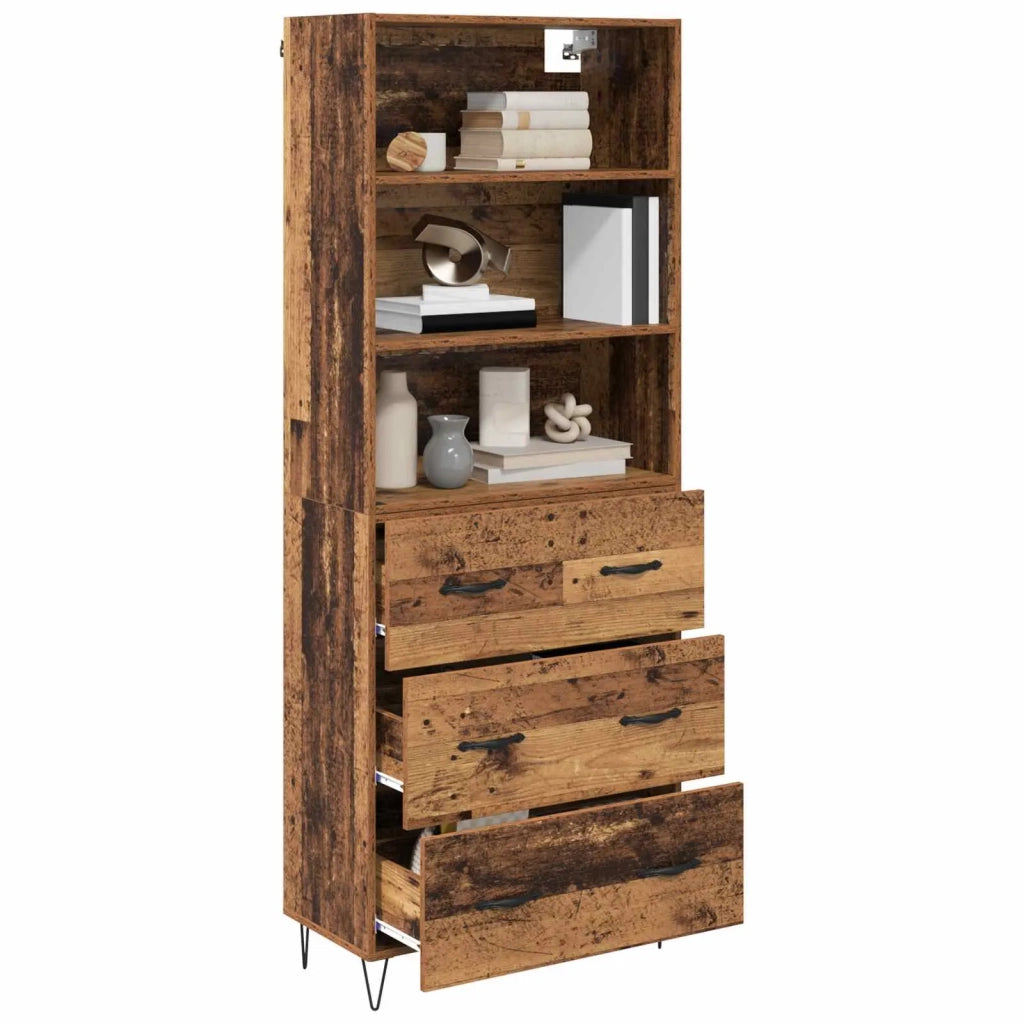 Credenza con cassetto 2 pz | Madia | Buffet da pranzo | Armadio da pranzo Legno vecchio Legno multistrato