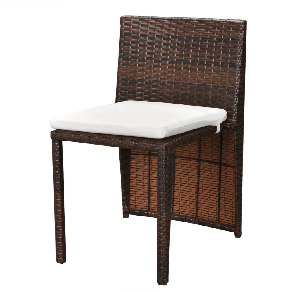 Set da Bistrot 3 pz con Cuscini in Polyrattan Marrone cod mxl 34637