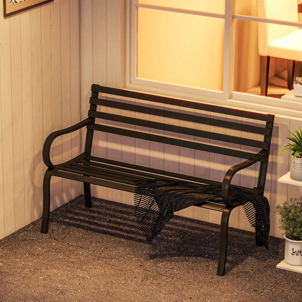 Panchina da Giardino 2 Posti ¨C zephmum ¨C Nero, Metallo, 127x62x82cm