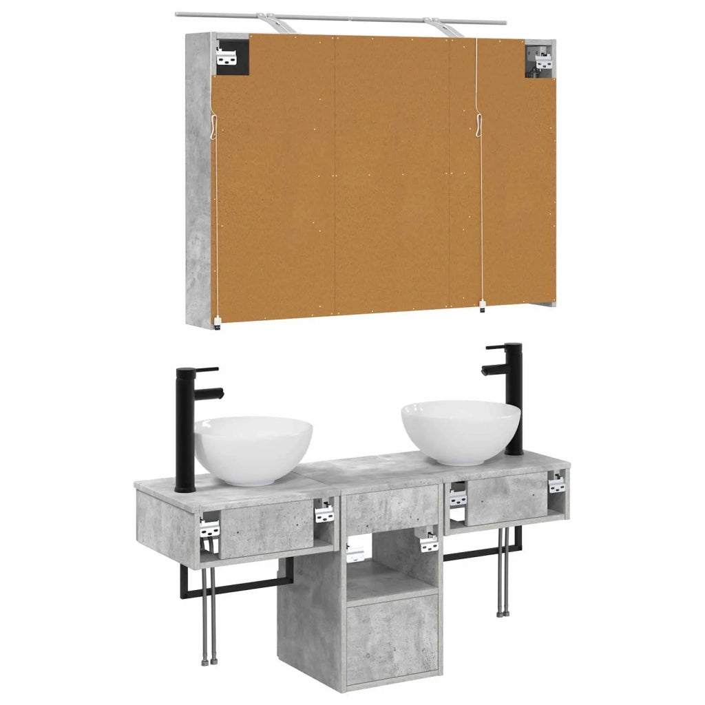 Set di Armadi da Bagno 4 pcs Grigio Cemento 100 x 14,5 x 70 cm 3406258