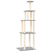 Tiragraffi per gatti torre per arrampicata giocattolo piattaforma per arrampicata con tiragraffi in sisal leggero 183 cm grigio 02_0022597