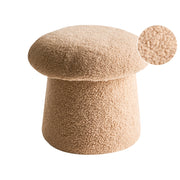 Pouf Beige Boucle Rotondo 45 x 45 x 46 cm Poggiapiedi Tappezzeria a forma di fungo Soggiorno moderno Camera da letto