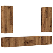 Set Mobile TV 5 pz | Armadietto TV | Mobile Porta TV Montato a Parete Legno Antico in Truciolato