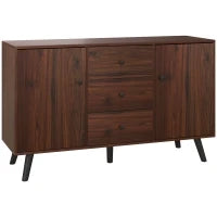 Credenza Moderna in Legno e Truciolato con 2 Armadietti e 3 Cassetti, 127x40x76 cm, Marrone e Nero