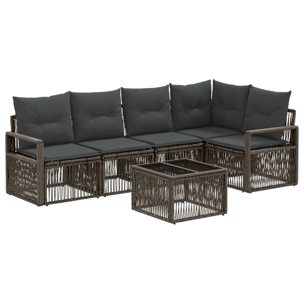 Set Divano da Giardino 6 pcs Grigio polyrattan