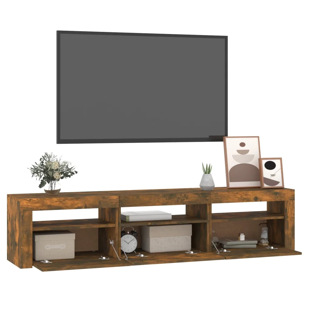 Mobile Porta TV con Luci LED Rovere Fumo 180x35x40 cm cod mxl 7579