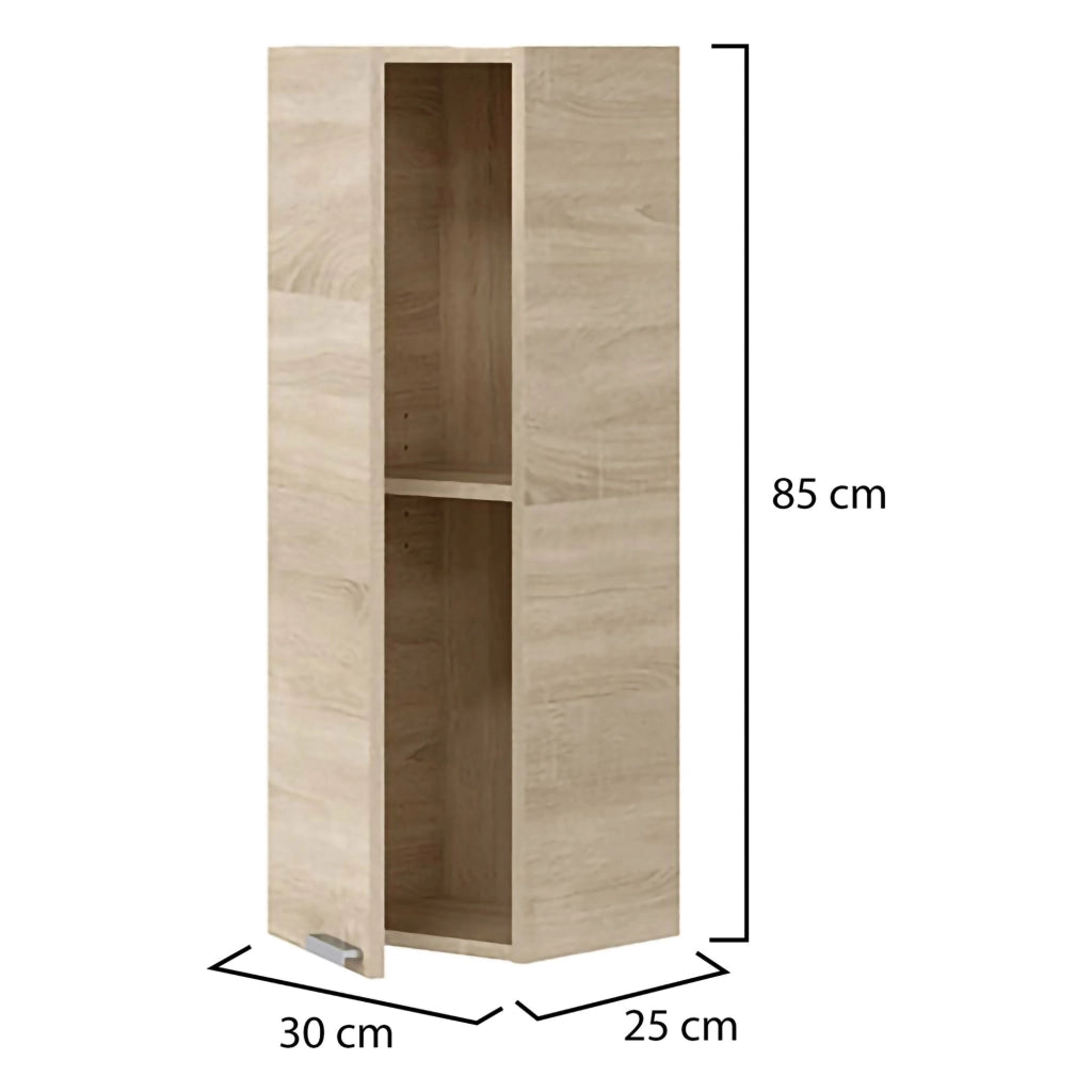 Parga, Mobile Pensile un Ripiano, 30x85h cm Marrone Rovere
