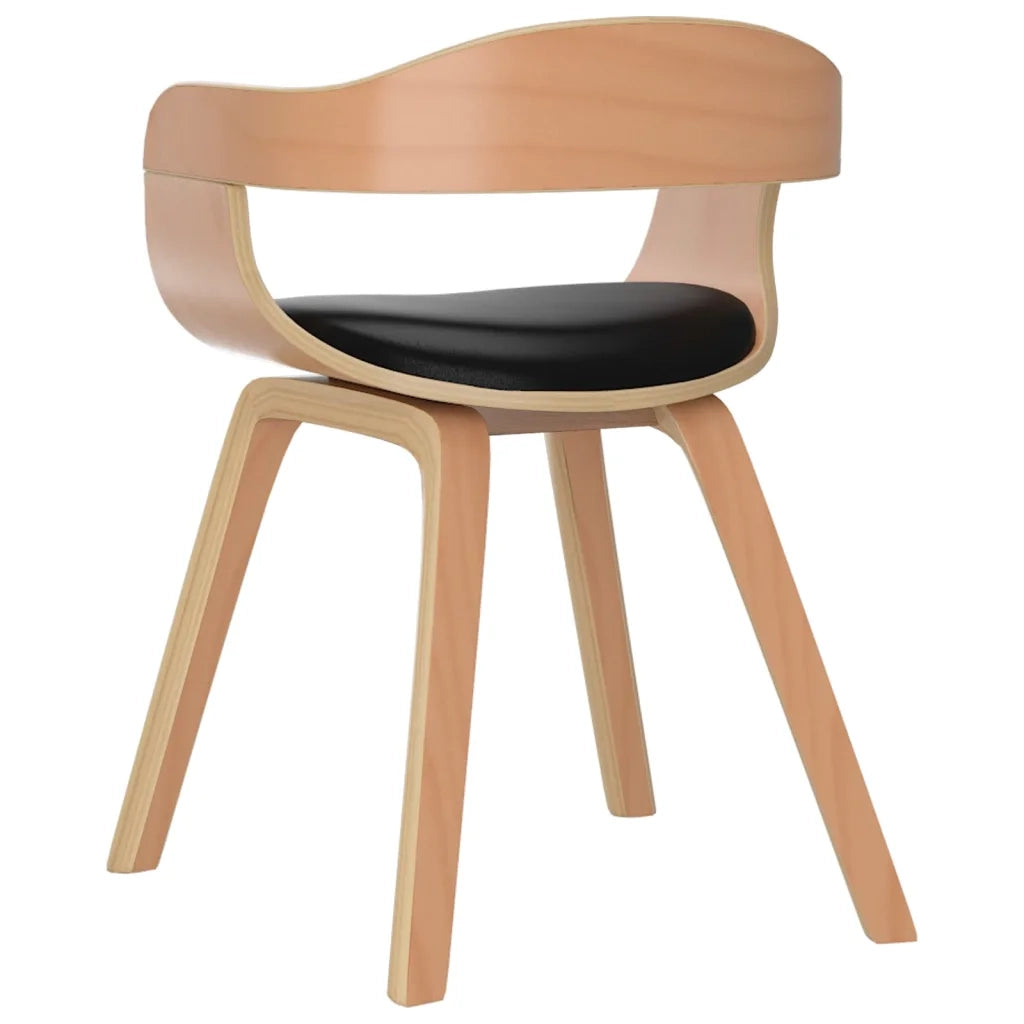 Sedia da Pranzo | Sedie da cucina Nera in Legno Curvato e Similpelle