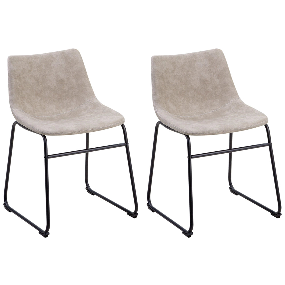 Set di 2 sedie da pranzo rivestimento in tessuto beige gambe nere stile retrò rustico