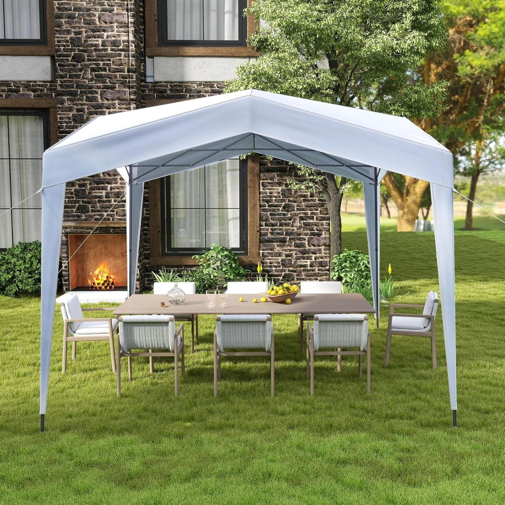Gazebo Pop-up 302 x 302 cm, Gazebo Impermeabile con Ruote, 8 Picchetti, 4 Corde Antivento, Tendone Pieghevole Resistente per Spiaggia, Feste e Campeggio