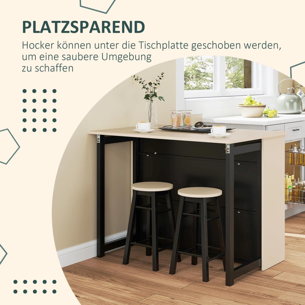 Set bar con tavolo pieghevole e sgabelli ¨C zephmum ¨C nero+rovere 116x70x89,5cm