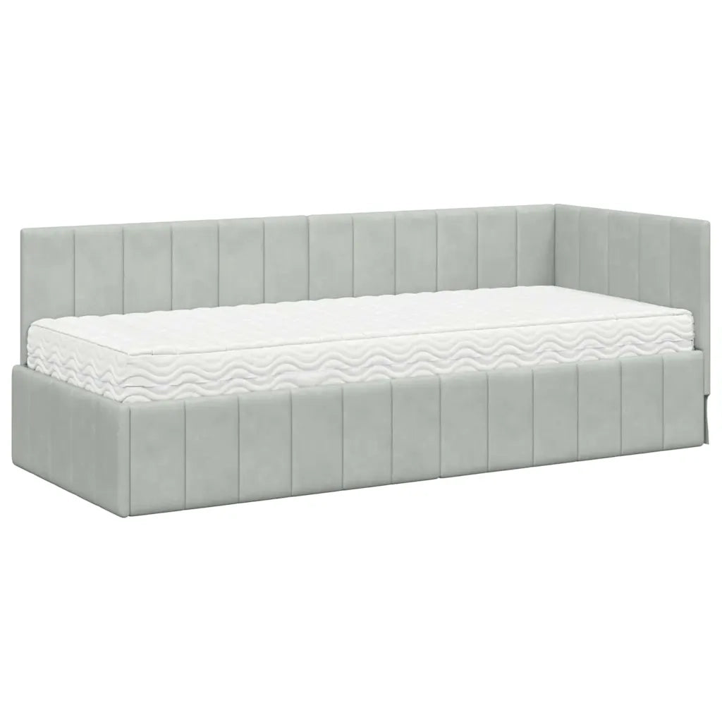 Struttura Letto Angolare con Materasso 2 pcs Grigio chiaro