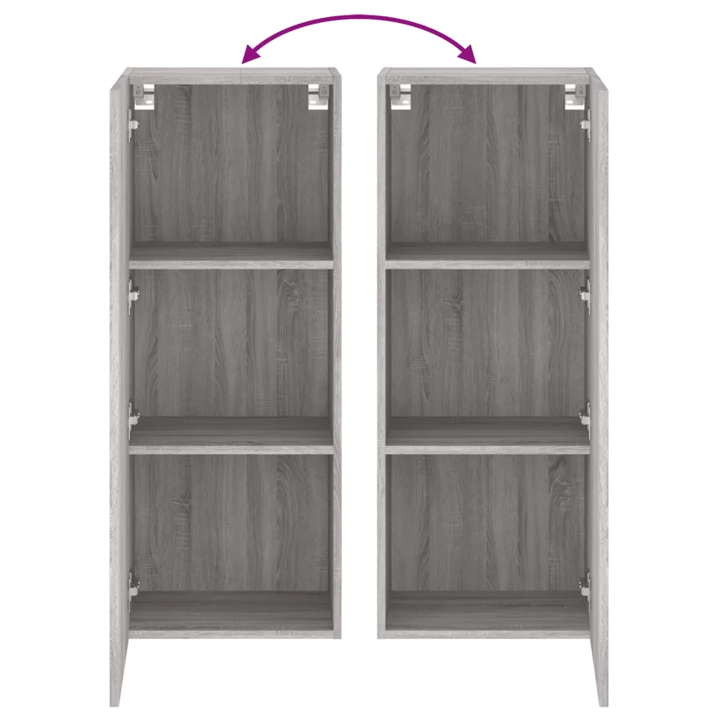 Mobile TV Parete Grigio Sonoma 40,5x30x102 cm Legno Multistrato 836936