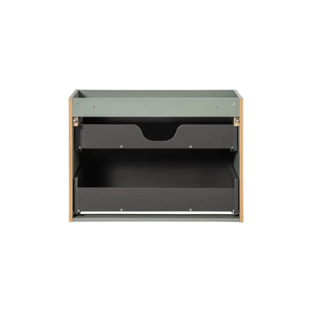 Mobile sottolavabo ELVINA – 80 cm – 2 cassetti – Verde salvia pastello – Mobile sospeso