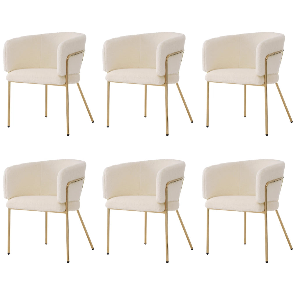 Sedia da Pranzo Set 6 Pezzi ¨C Xylo ¨C Velluto Beige, Gambe in Metallo