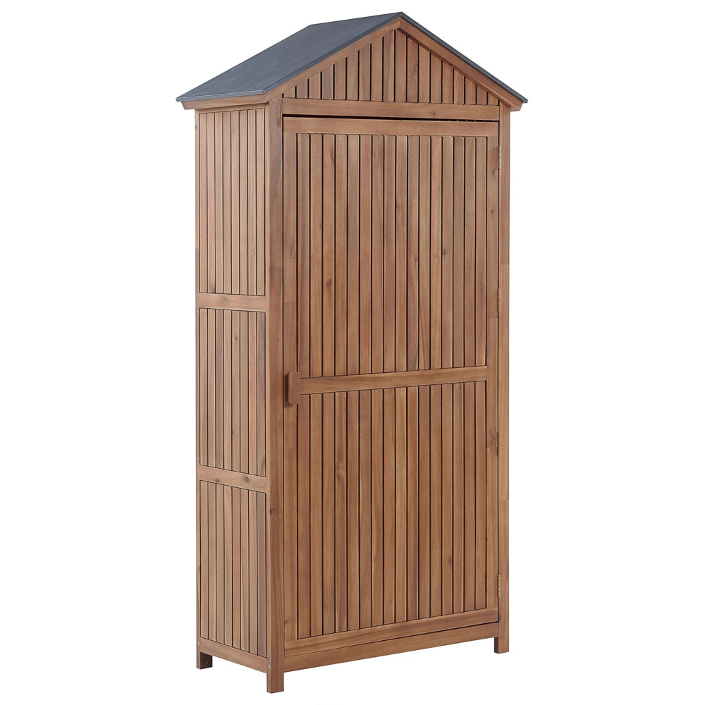 Armadio da Giardino in Legno di Acacia 200 x 100 cm Casetta per Attrezzi da Esterno con Ripiani
