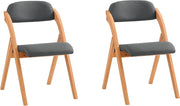 Sedia Pieghevole in Legno Set da 2 Poltrona Imbottita da Cucina, Sedie da Interno per Ufficio, Balcone, Giardino – Sedie Pieghevoli Salvaspazio Richiudibili in Faggio, Grigio Scuro FST92-SGx2