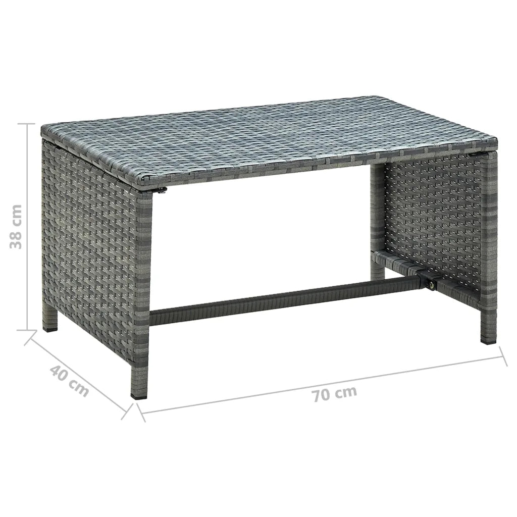 Tavolino da CaffÃ¨ Antracite 70x40x38 cm in Polyrattan cod mxl 29735