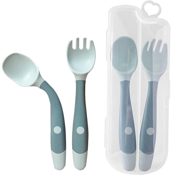Set di forchette per bambino - Resistente al calore - Ripiegabile - Sicuro materiale PP - Adatto per l'autoallattamento - Forchette per bambino in silicone