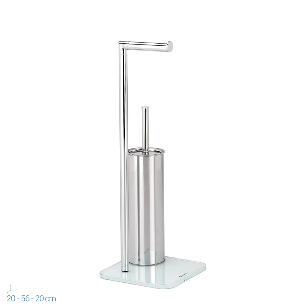 Piantana Porta Scopino Asciugamani in Vetro Bianco mod. Zero