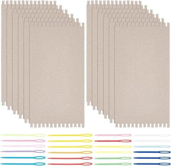 Kit di Telai di Carta - 36 pezzi, Telai con Incisione Larga, Aghi da Sartia in Plastica - Basket di Ricamo, Crochet, Gioielleria per Principianti