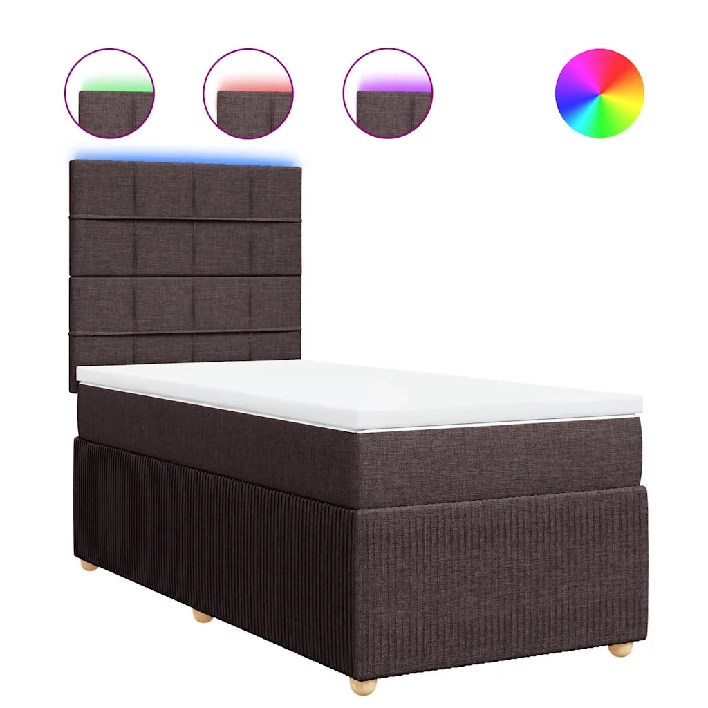 Giroletto a Molle con Materasso Marrone Scuro 80x200 cm Tessuto