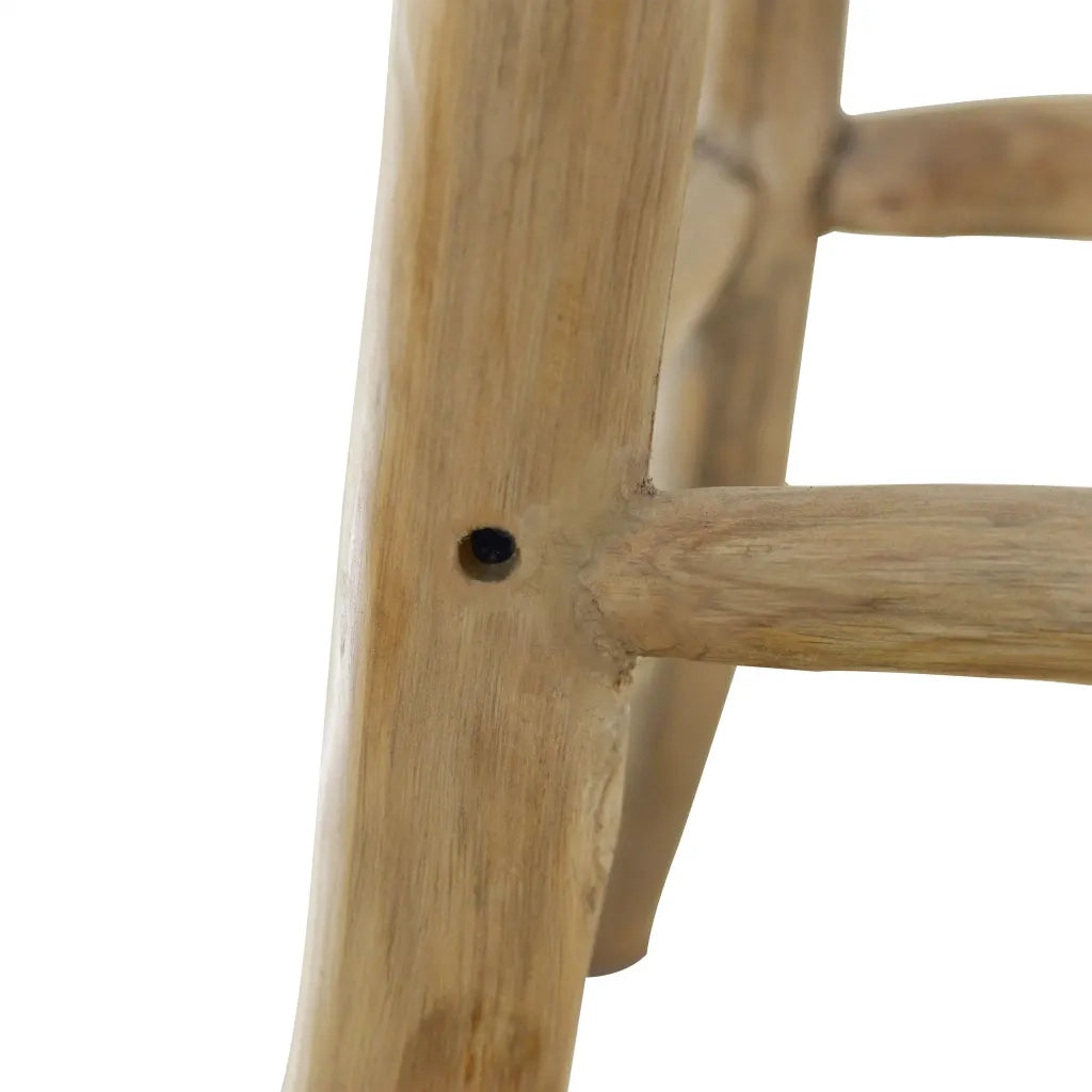 Sgabello da Bar in Vera Pelle e Legno Massello di Teak cod mxl 64214