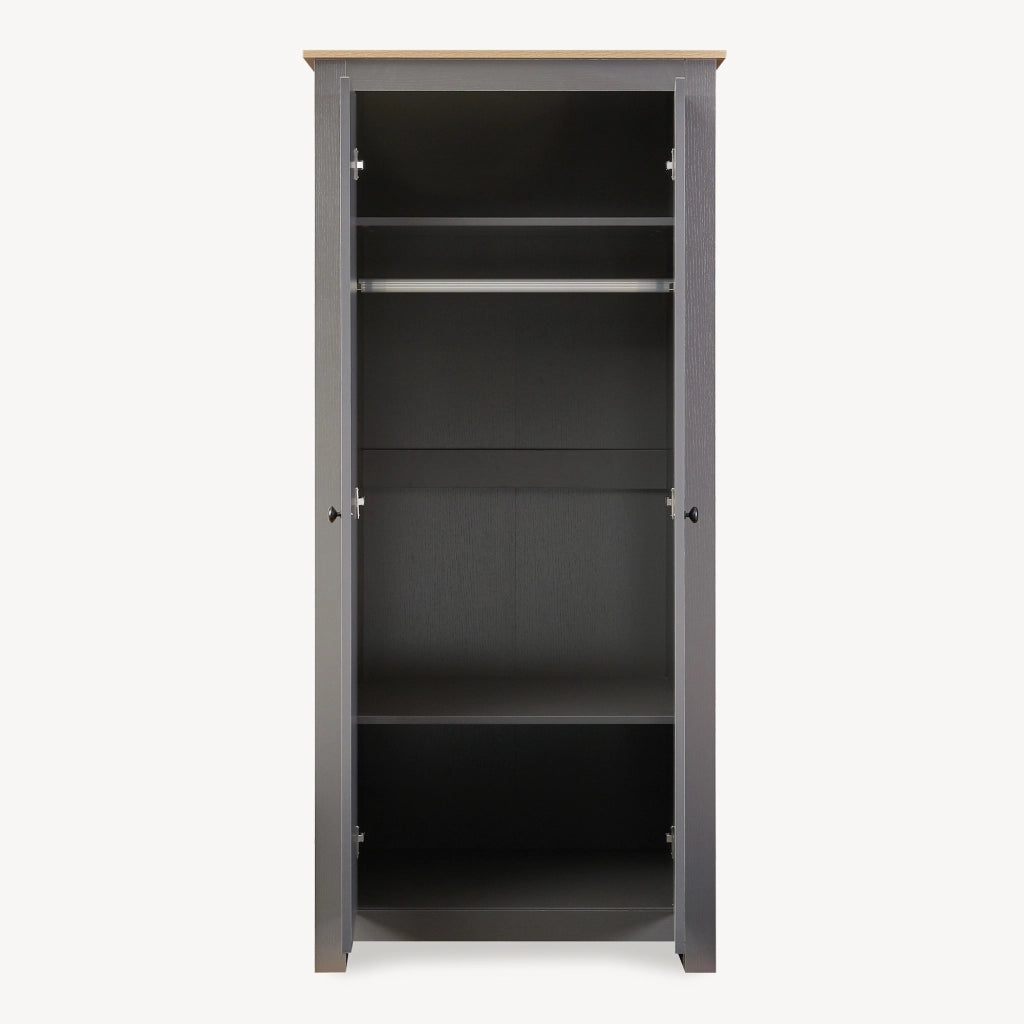 Armadio per Guardaroba Trorjam con Barra Appendiabiti e Scomparti 175 x 80 x 52 cm - Grigio/Effetto Rovere [en.casa]