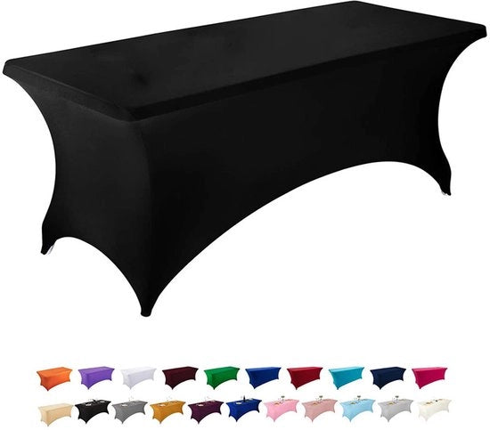 Tappeto di plastica stendibile in due pezzi, lunghezza 8 ft 96 pollici, materiale Polyester/spandex - lavabile in lavatrice e resistente alle pieghe, adatto per matrimoni, feste, fiere e stand di venditori, colore nero