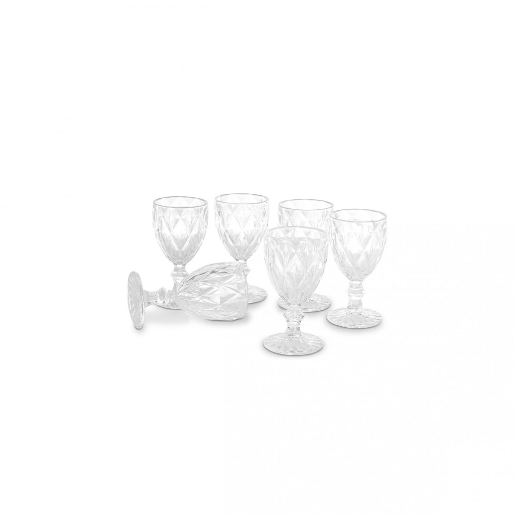 Set 6 calici + 6 bicchieri acqua in vetro Diamand trasparente