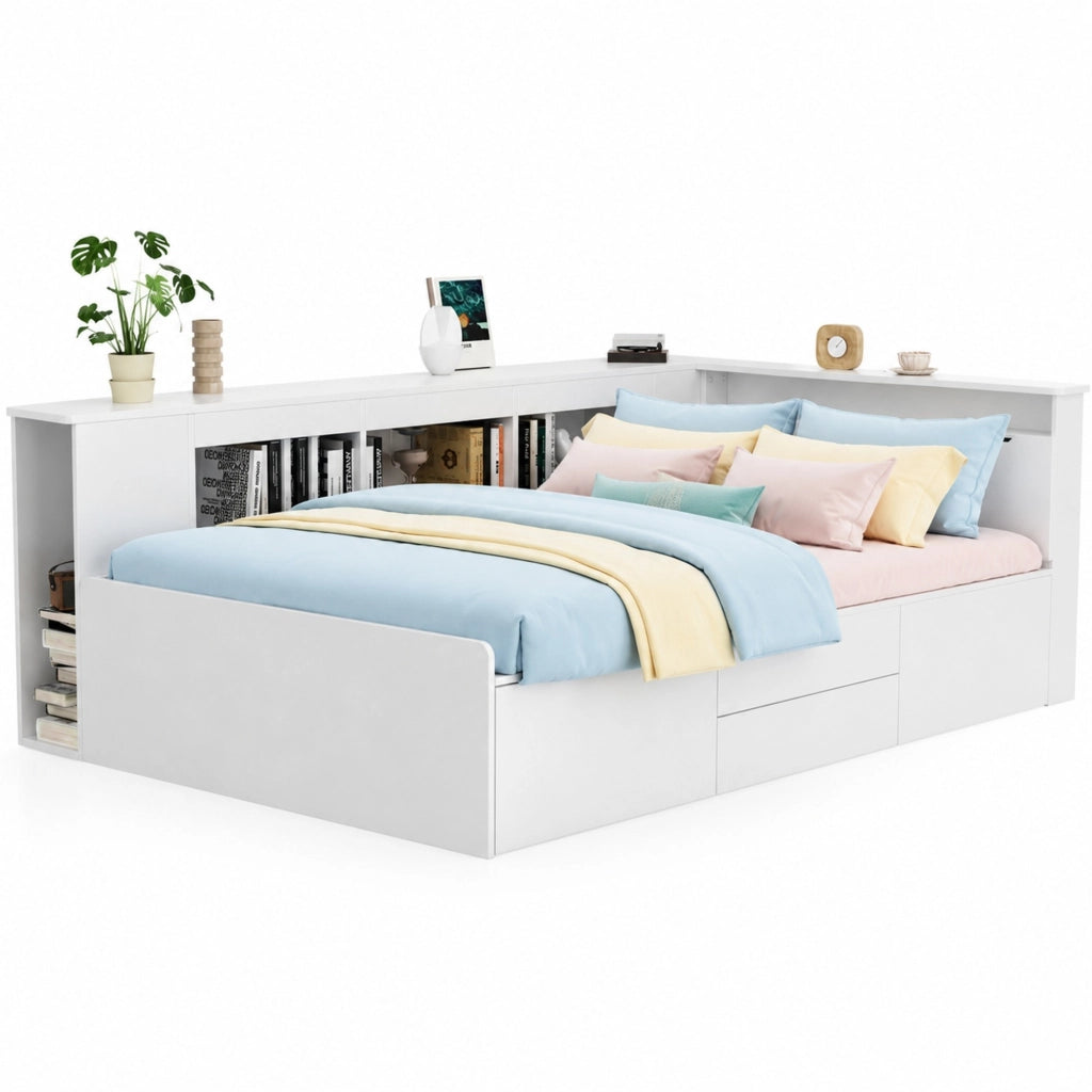 Letto singolo per bambini 90x200 cm con contenitore bianco