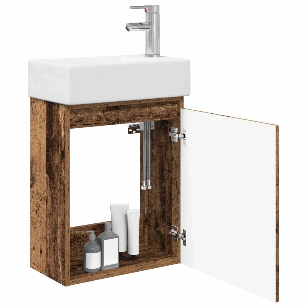 Mobile bagno con rubinetto Legno antico 45,5 x 25,5 x 84 cm 889499