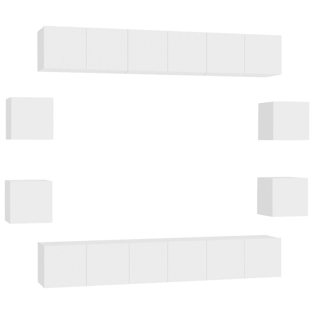 Set Mobili Porta TV 10 pz Bianco in Legno Multistrato 3074458
