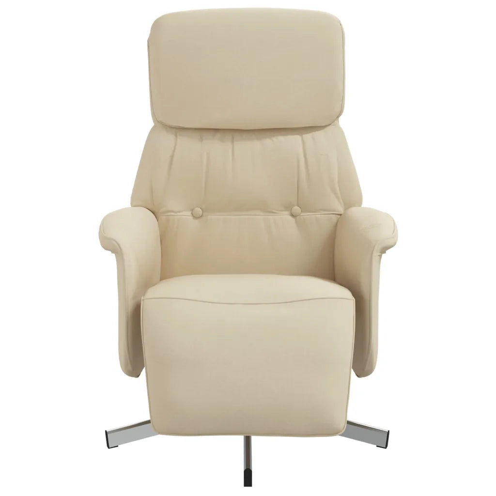 Divano Sedia-Poltrona Reclinabile con Poggiapiedi Crema in Tessuto 690119