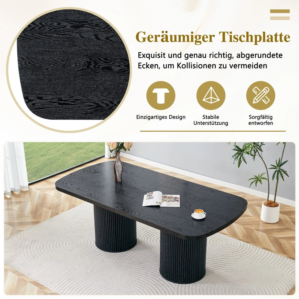 Tavolo da Pranzo Ovale ¨C MINIMAL ¨C Piano MDF Effetto Legno, Gambe a Colonna