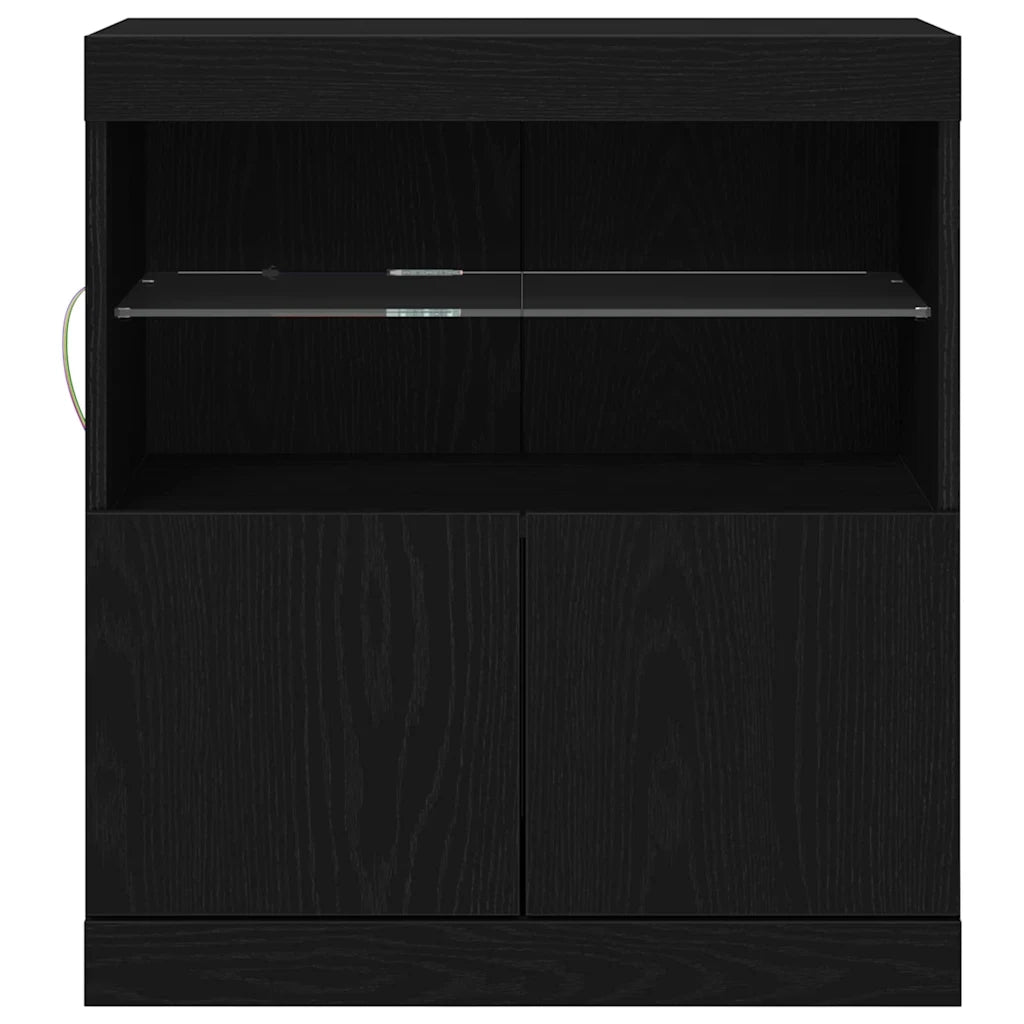Credenza | Madia LED Nero 60,5 x 37 x 67 cm Legno multistrato