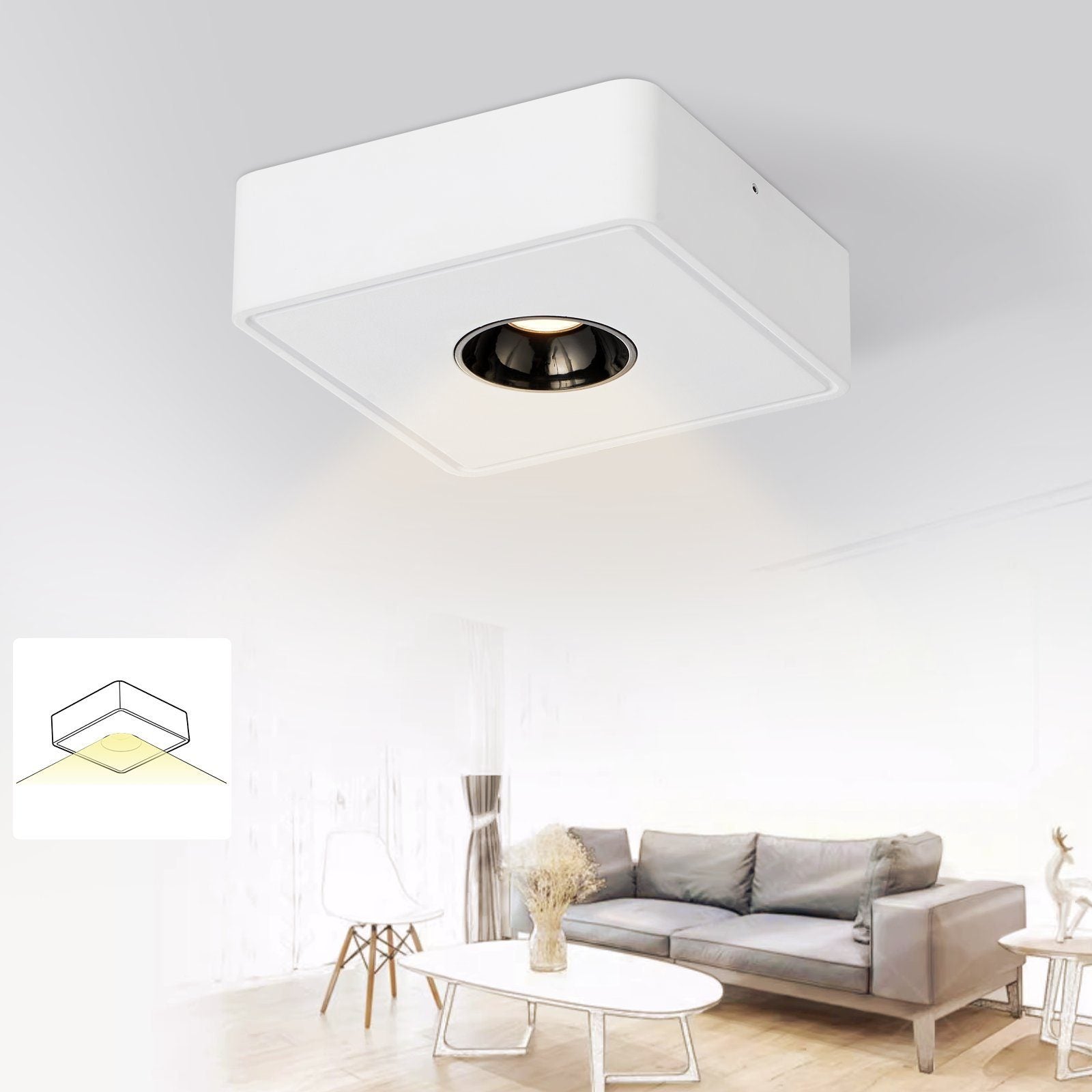 ZMH Faretto da soffitto LED da superficie 7W a sospensione bianco caldo