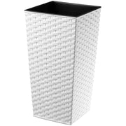Vaso da giardino KADAX con inserto per fiori, grande e alto, 24x47 cm, bianco.
