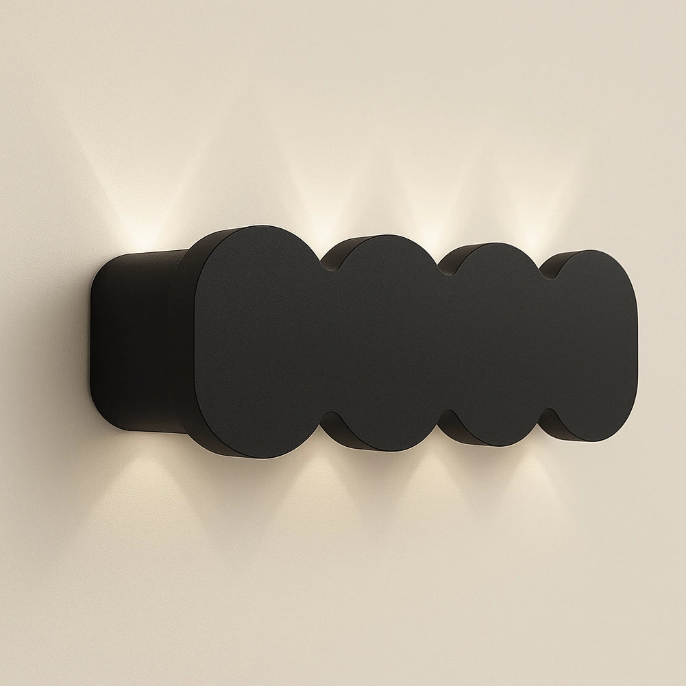 Applique da Muro LED 8 Luci Bianco Freddo Esterno Interno Alluminio 21x8x3 cm Nero