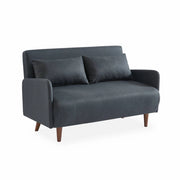 Divano letto clic-clac in tessuto con gambe in legno, 2 posti, grigio
