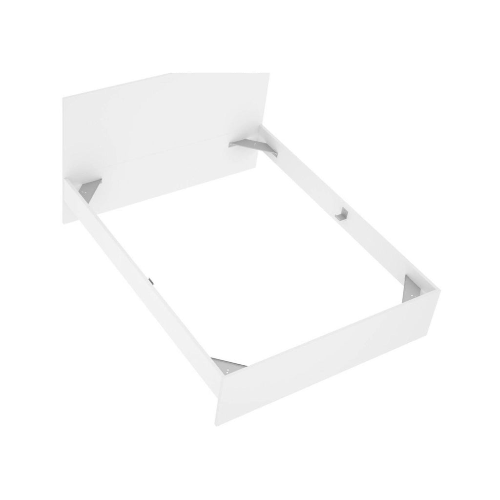 Letto matrimonialeLupit, Sommier per camera da letto, Giroletto per stanza, Struttura porta materasso, 266x205 h100 cm, Bianco