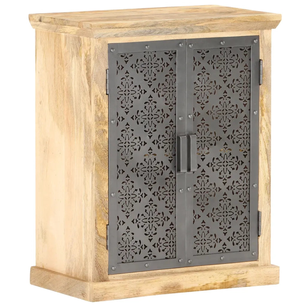 Credenza con Ante in Acciaio 60x35x75 cm in Massello di Mango 289094